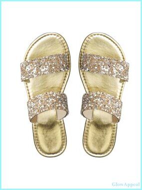 Women's Rhinestone Sparkly Flat Sandals Slide Slip On Summer